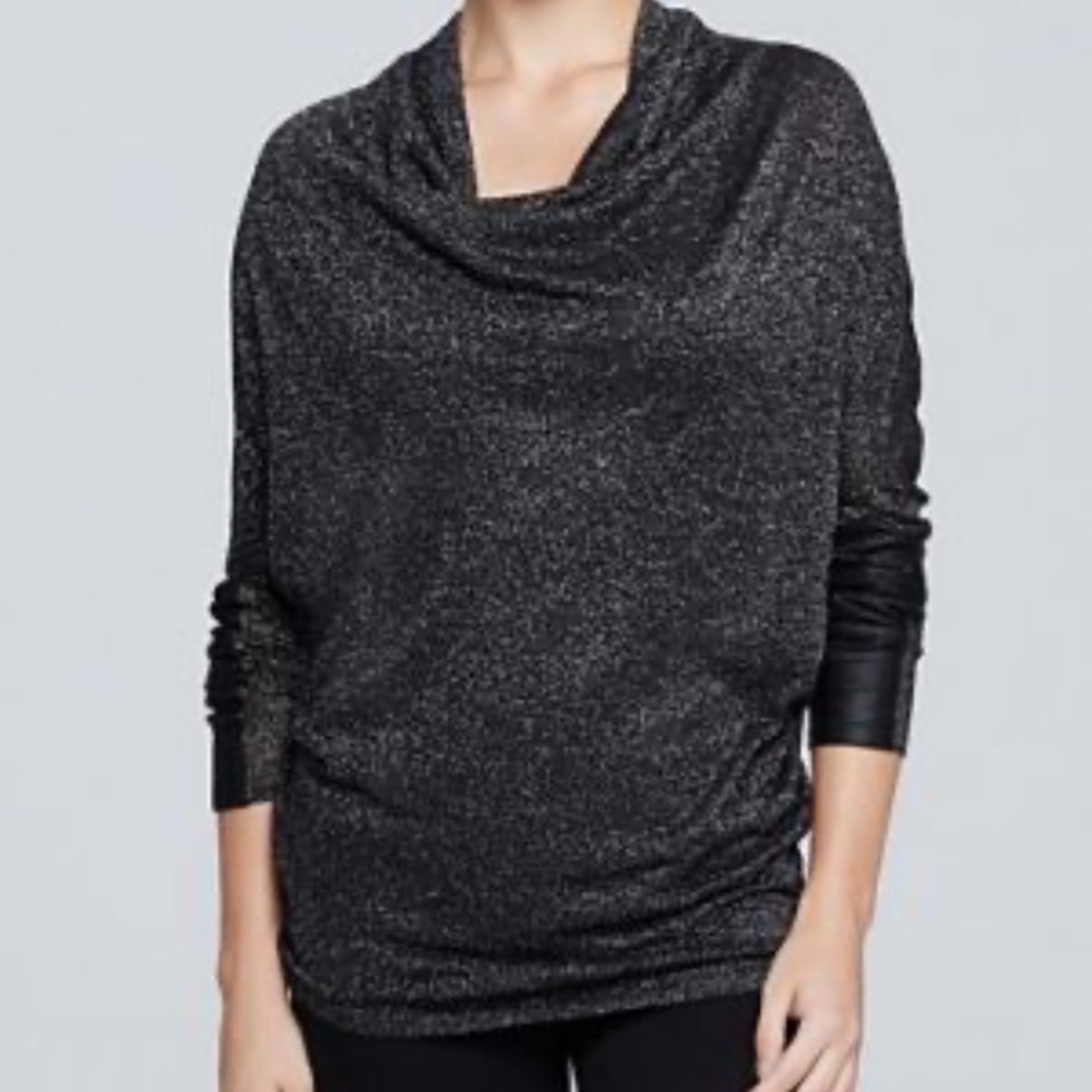 Karen Kane blouse black shiny size small sparkle off shoulder blouse